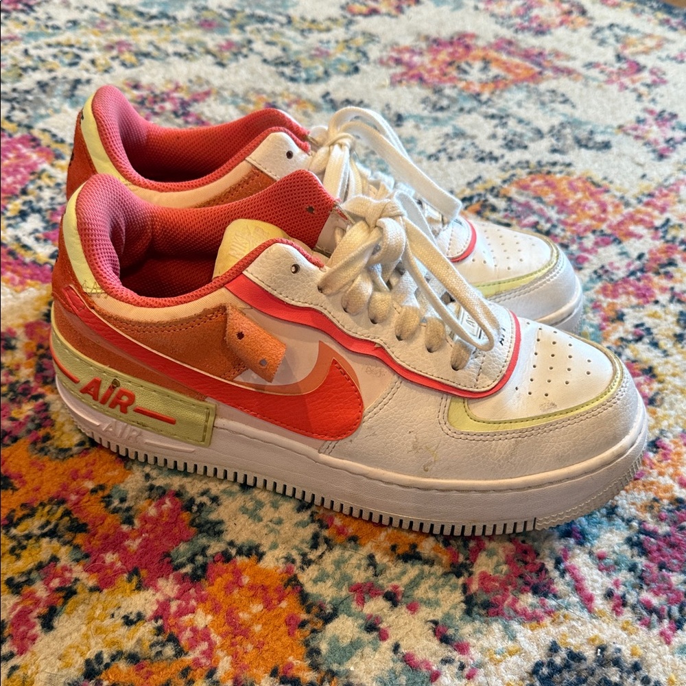 Nike Air Orange and White Athletic Shoes